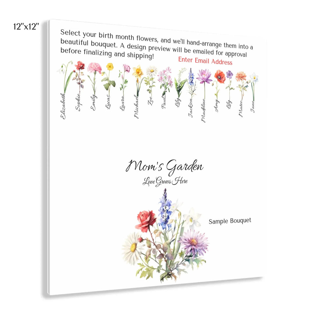 Custom-Watercolor-Birth-Month-Flower-Bouquet-wall-art-12x12-acrylic-floating-print-artfulane