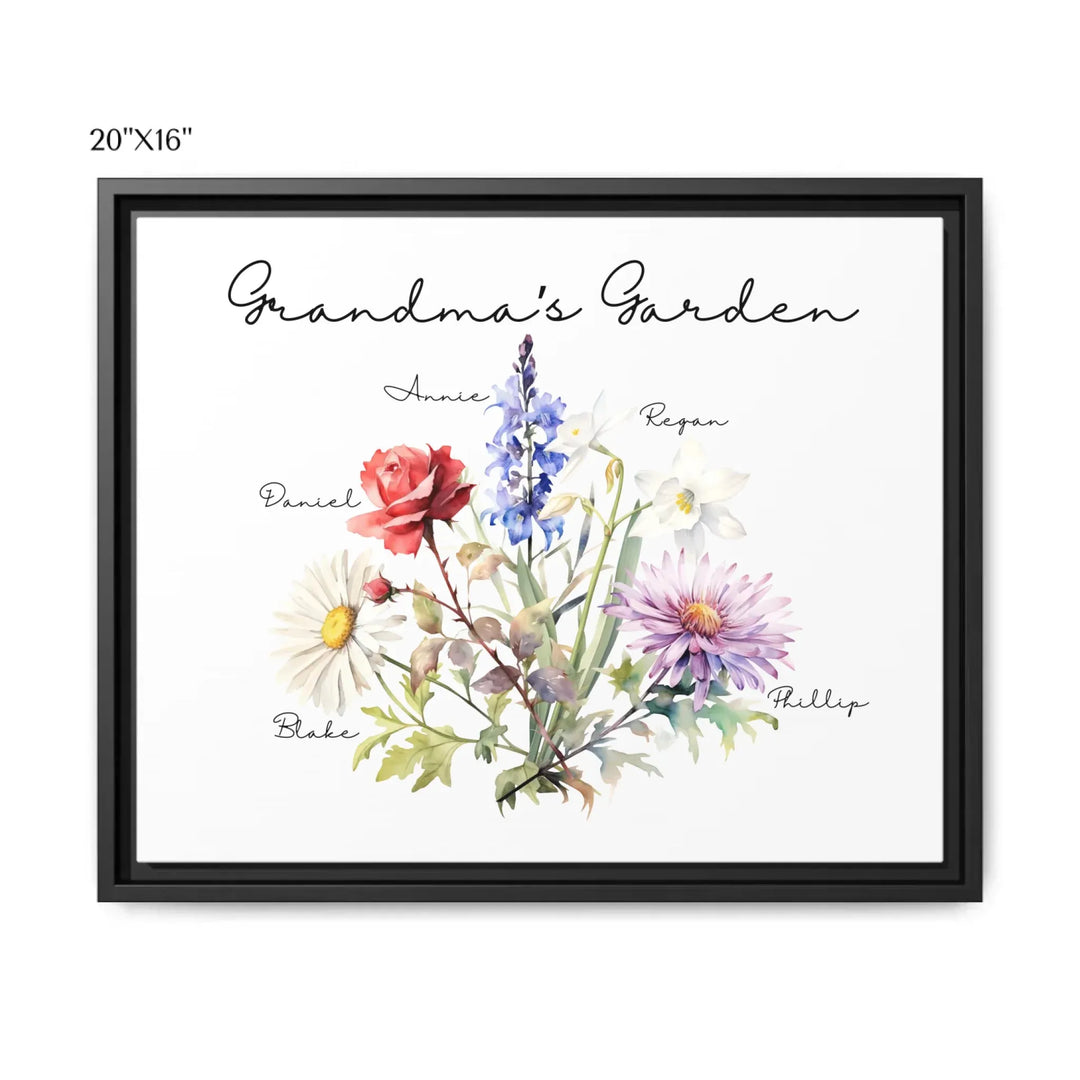 Custom-Watercolor-Birth-Month-Flower-Bouquet-grandma's-garden-wall-art-framed-canvas-artfulane