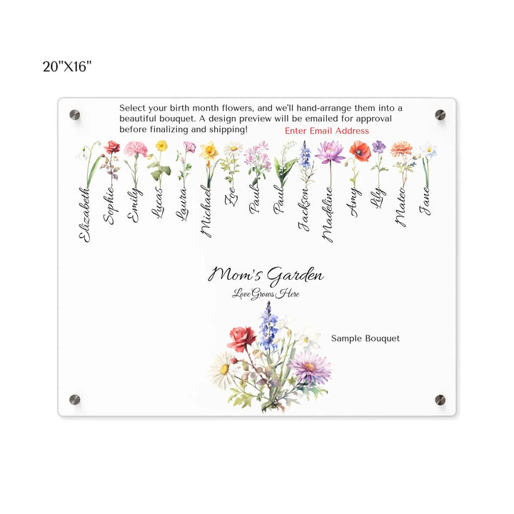 Custom-Watercolor-Birth-Month-Flower-Bouquet-20x16-acrylic-wall-art-panel-artfulane