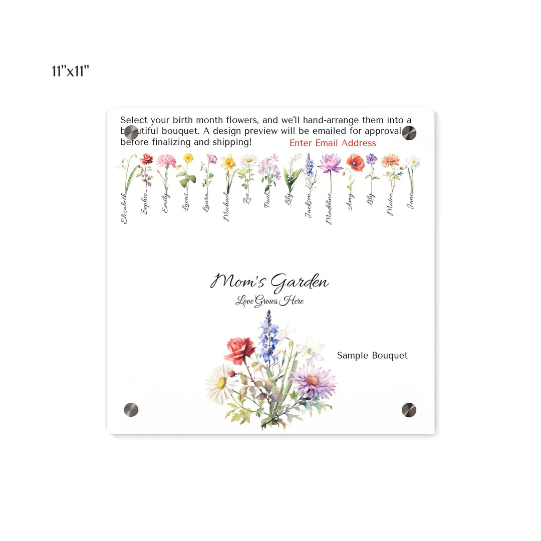 Custom-Watercolor-Birth-Month-Flower-Bouquet-11x11-acrylic-wall-art-panel-artfulane