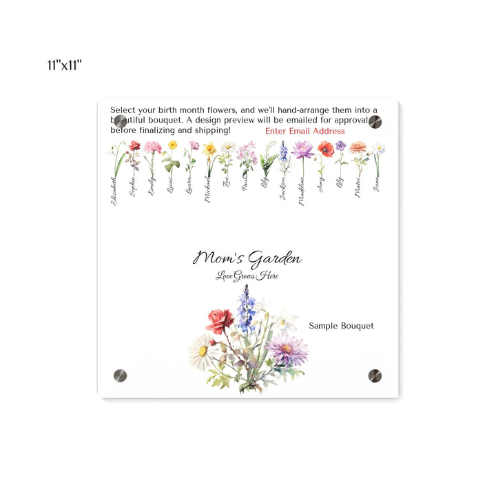 Custom-Watercolor-Birth-Month-Flower-Bouquet-11x11-acrylic-wall-art-panel-artfulane