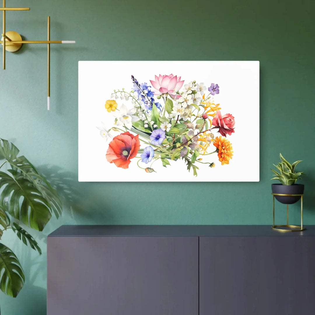 Custom-Watercolor-Birth-Month-Flower-Bouquet-metal-wall-art-hanging-artfulane