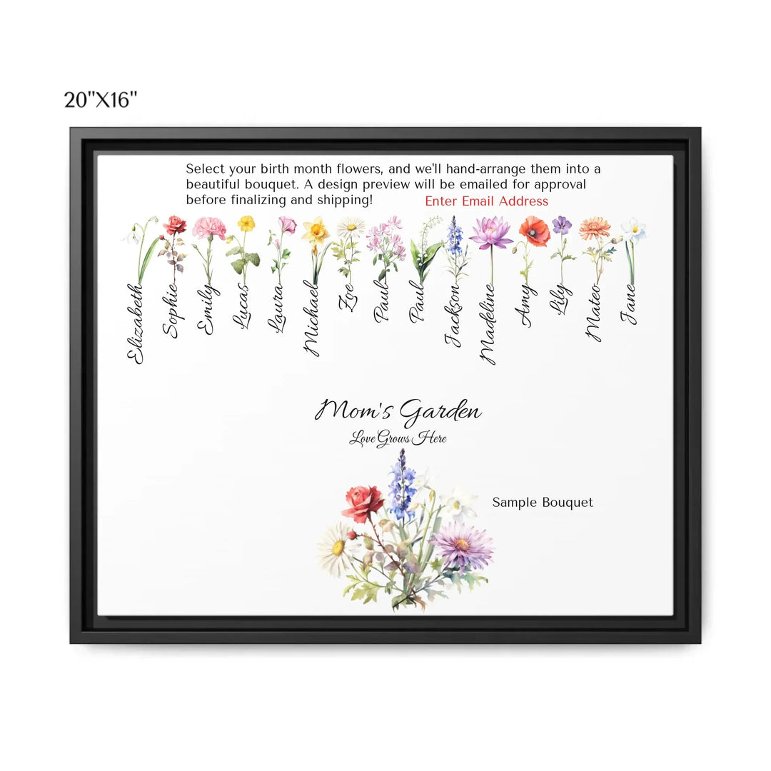 Custom-Watercolor-Birth-Month-Flower-Bouquet-wall-art-20x16-framed-canvas-artfulane