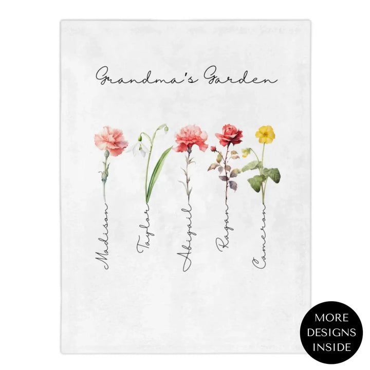 Custom-Watercolor-Birth-Month-Flower-Garden-velveteen-Blanket-artfulane