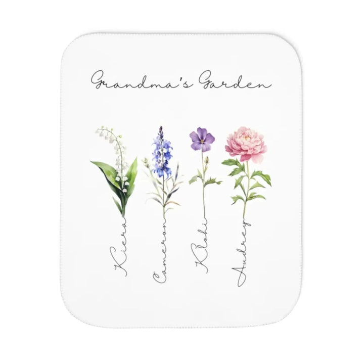 Custom-Watercolor-Birth-Month-Flower-Grandma's-Garden-Sherpa-Blanket-artfulane