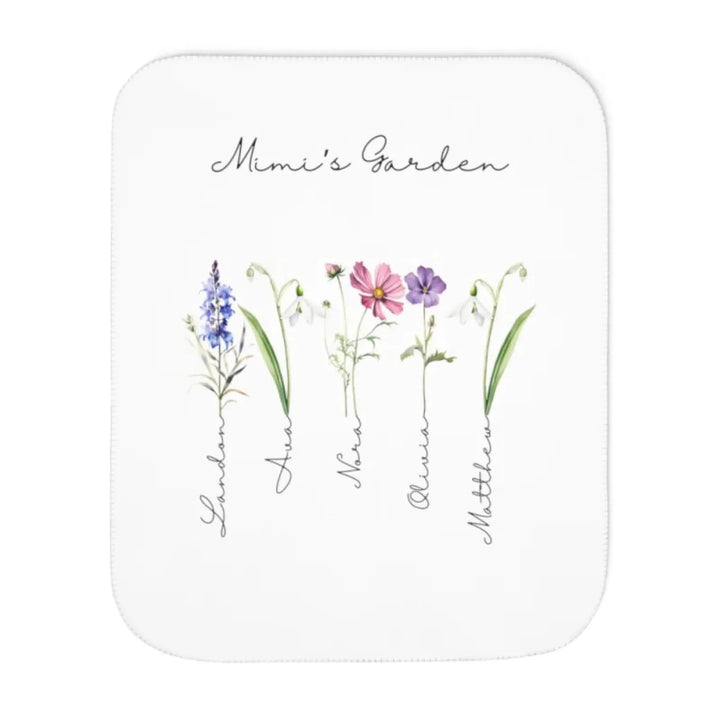 Custom-Watercolor-Birth-Month-Flower-Mimi's-Garden-Sherpa-Blanket-artfulane
