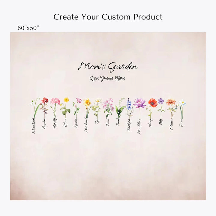 Create-Your-Custom-Watercolor-Birth-Month-Flower-Garden-Blanket-50x60-artfulane