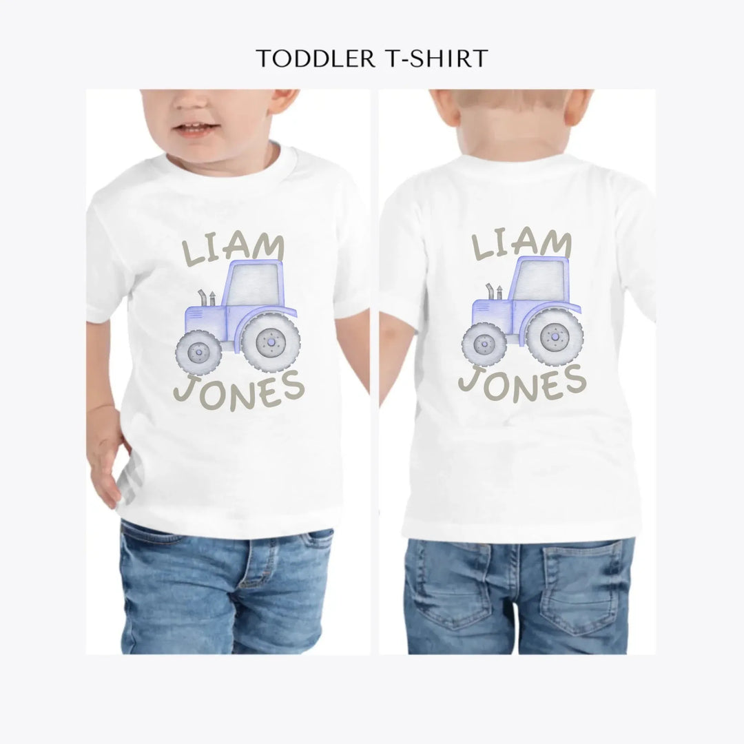 Watercolor-Blue-Construction-Trucks-personalized-toddler-t-shirt-artfulane