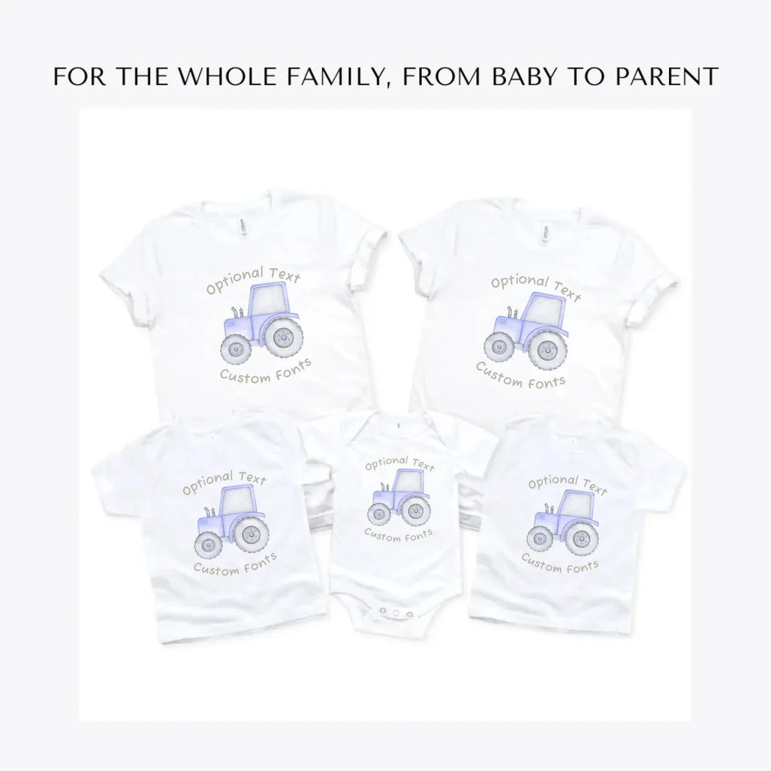 Watercolor-Blue-Construction-Trucks-custom-t-shirts-adult-youth-toddler-baby-sizes-artfulane