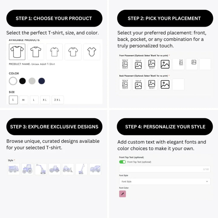 how-to-design-custom-Watercolor-Blue-Construction-Trucks-t-shirt-personalization-options-artfulane