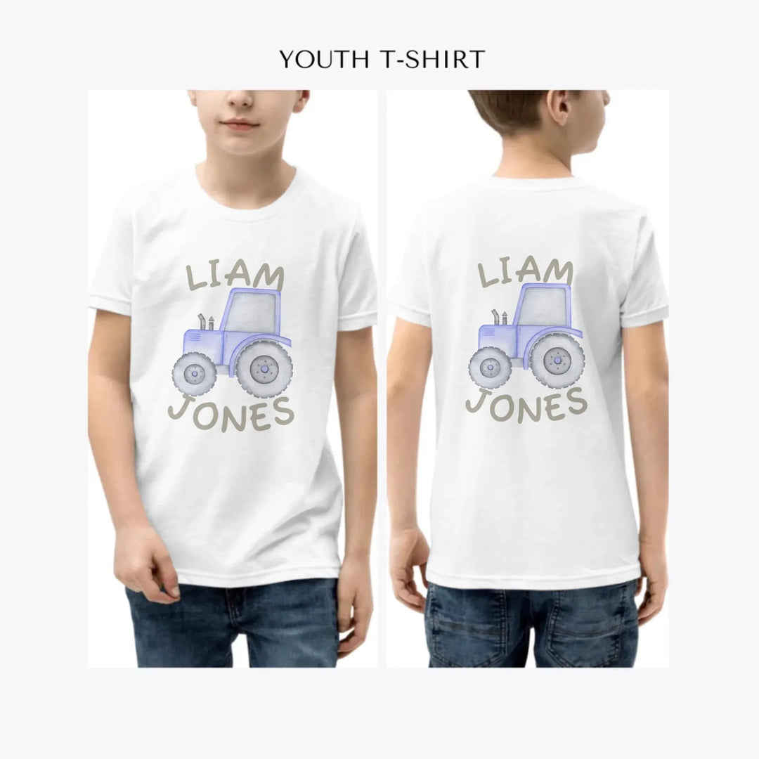 Watercolor-Blue-Construction-Trucks-custom-youth-boy-t-shirt-artfulane