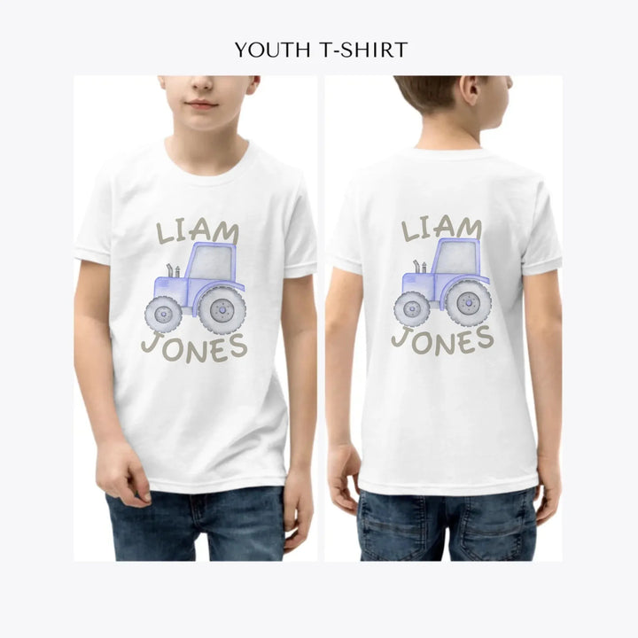 Watercolor-Blue-Construction-Trucks-custom-youth-boy-t-shirt-artfulane