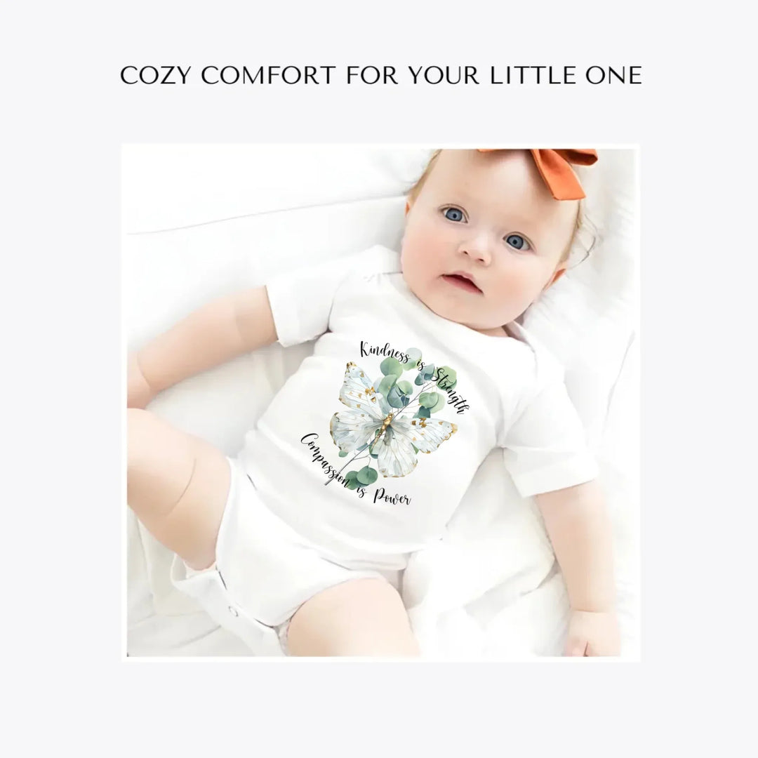 Watercolor-Butterflies-on-Botanicals-custom-baby-bodysuit-artfulane