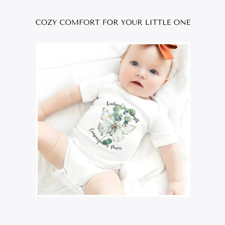 Watercolor-Butterflies-on-Botanicals-custom-baby-bodysuit-artfulane