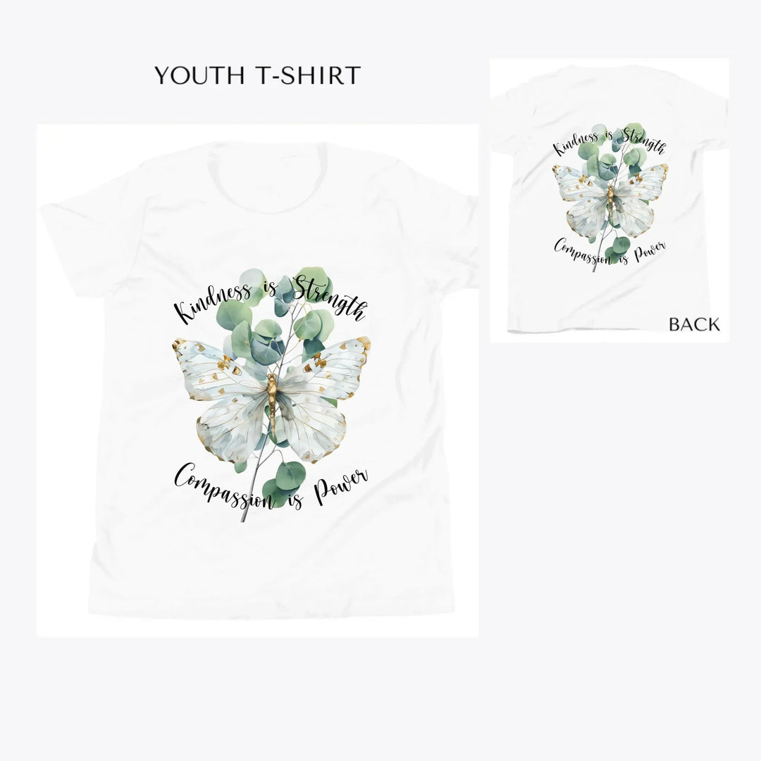 Watercolor-Butterflies-on-Botanicals-custom-youth-t-shirt-artfulane