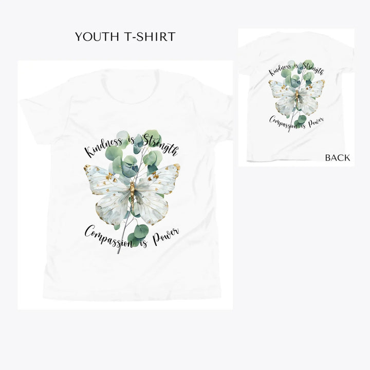 Watercolor-Butterflies-on-Botanicals-custom-youth-t-shirt-artfulane