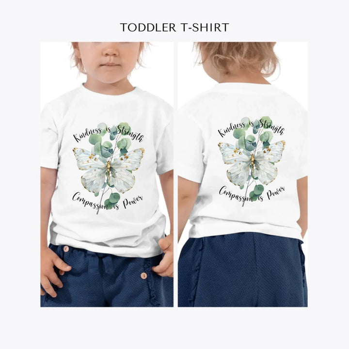 Watercolor-Butterflies-on-Botanicals-custom-toddler-t-shirt-artfulane