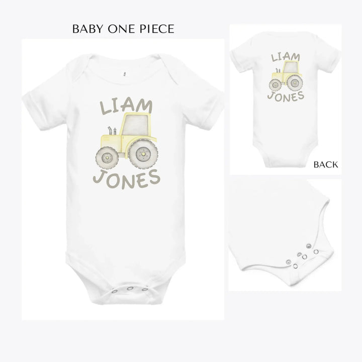 Watercolor-Yellow-Construction-Trucks-custom-baby-onesie-artfulane
