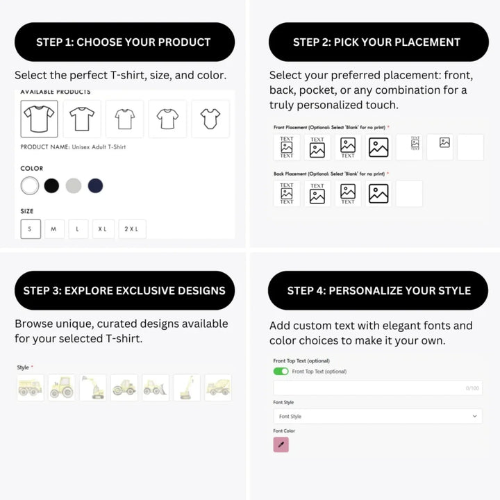 how-to-design-custom-Watercolor-Yellow-Construction-Trucks-t-shirt-personalization-options-artfulane