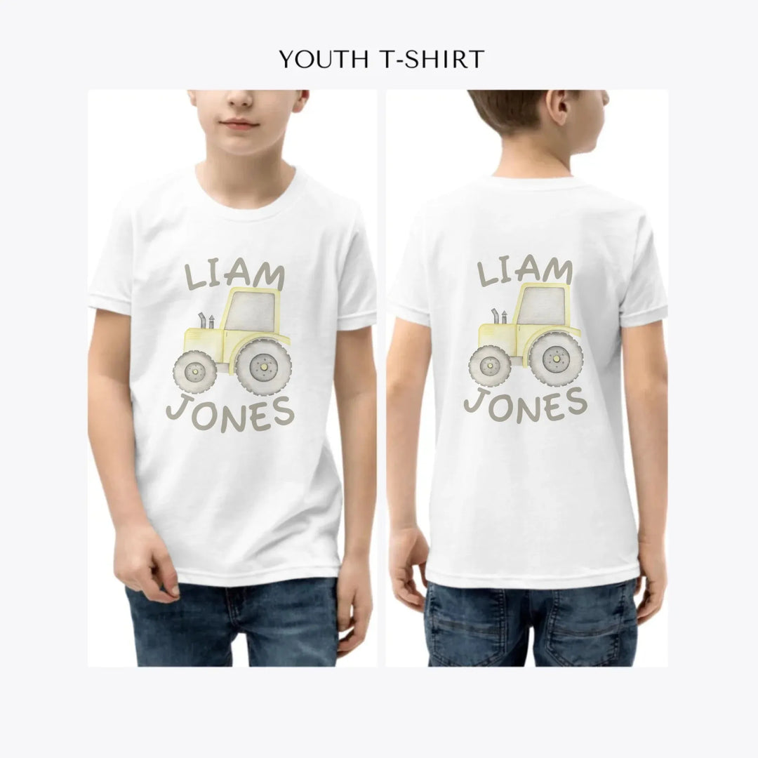 Watercolor-Yellow-Construction-Trucks-custom-youth-boy-t-shirt-artfulane