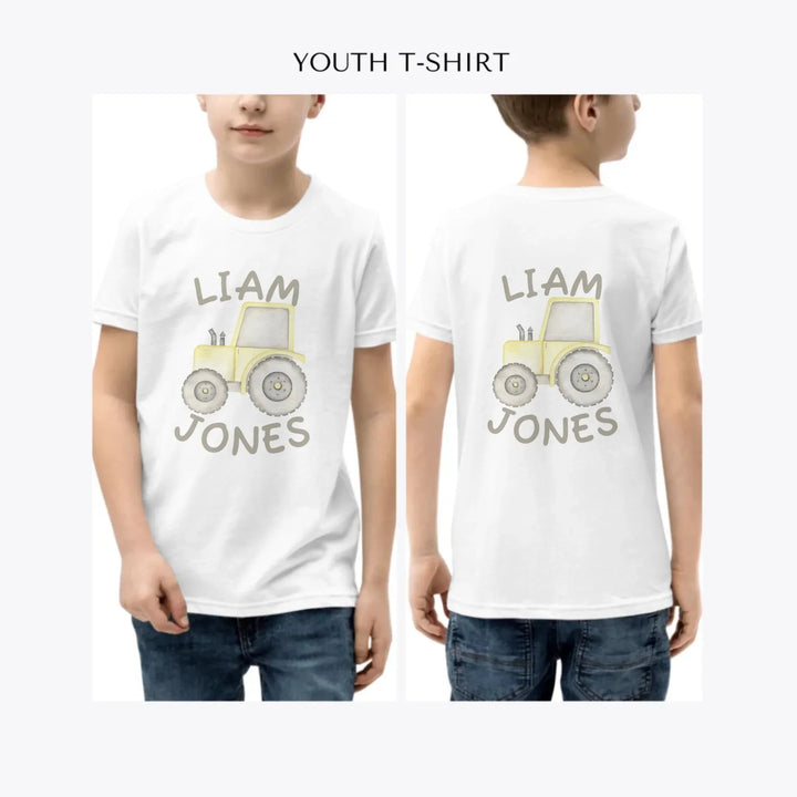 Watercolor-Yellow-Construction-Trucks-custom-youth-boy-t-shirt-artfulane