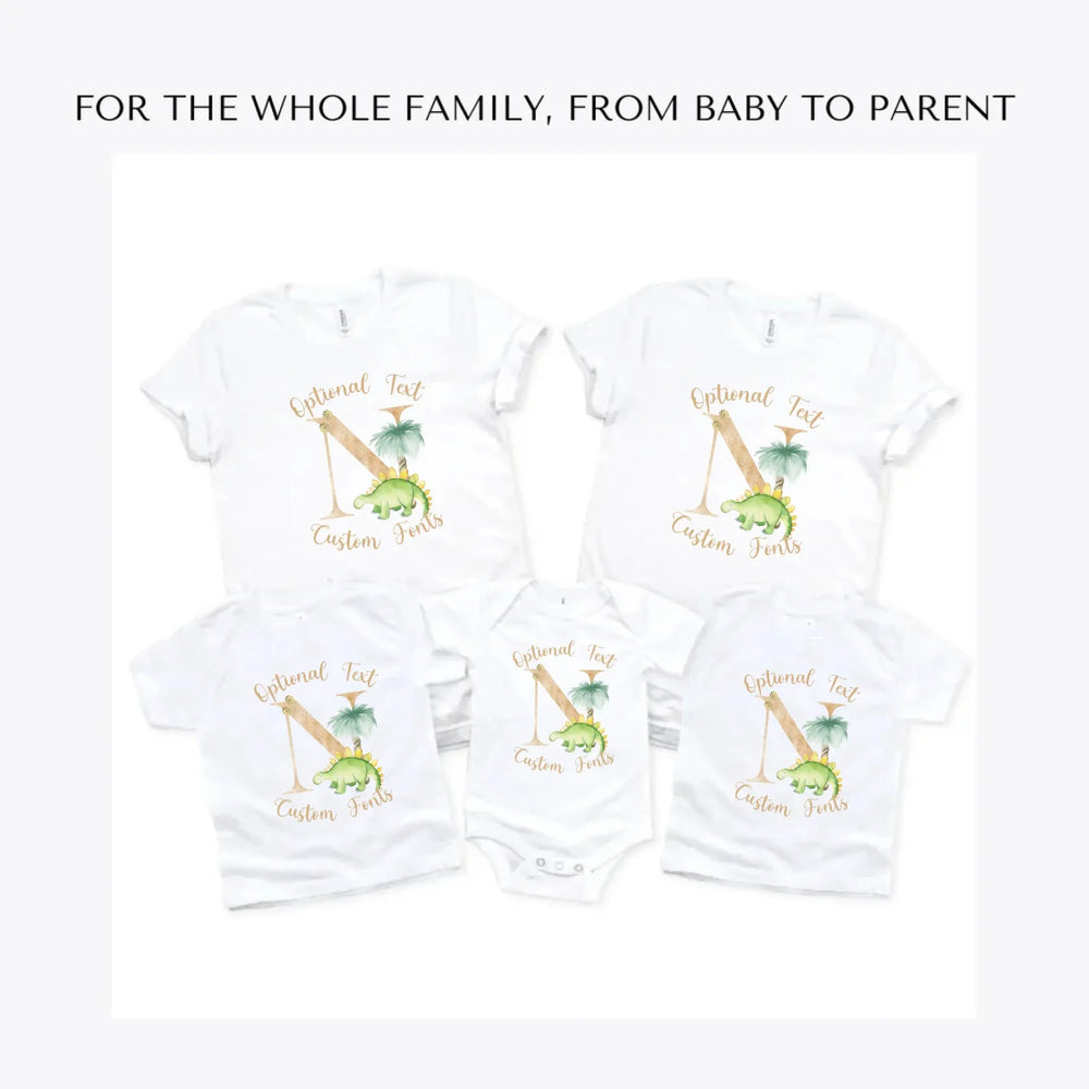 Watercolor-Dinosaur-Letter-custom-t-shirts-adult-youth-toddler-baby-sizes-artfulane
