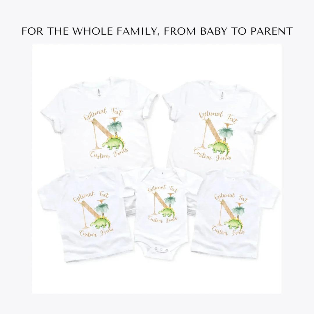 Watercolor-Dinosaur-Letter-custom-t-shirts-adult-youth-toddler-baby-sizes-artfulane