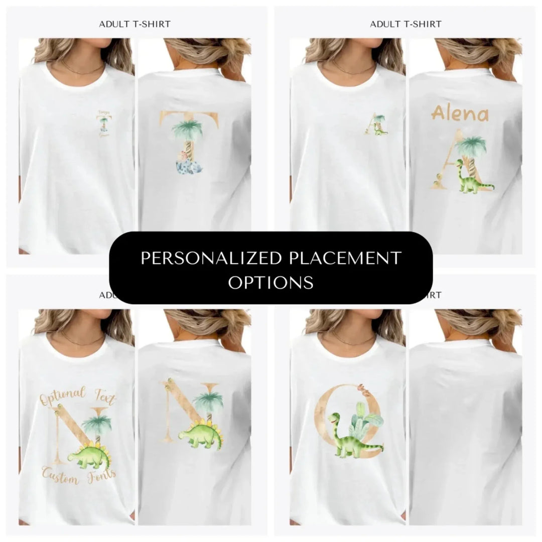 Watercolor-Dinosaur-Letter-custom-adult-t-shirt-design-placement-front-back-pocket-artfulane