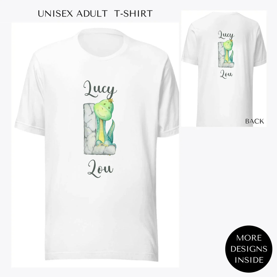 Watercolor-Dinosaur-Stone-Initial-custom-men-unisex-adult-t-shirt-artfulane