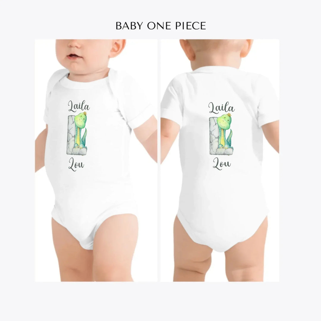 Watercolor-Dinosaur-Stone-Initial-custom-baby-one-piece-artfulane