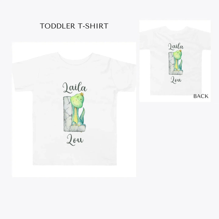 Watercolor-Dinosaur-Stone-Initial-toddler-custom-t-shirt-artfulane