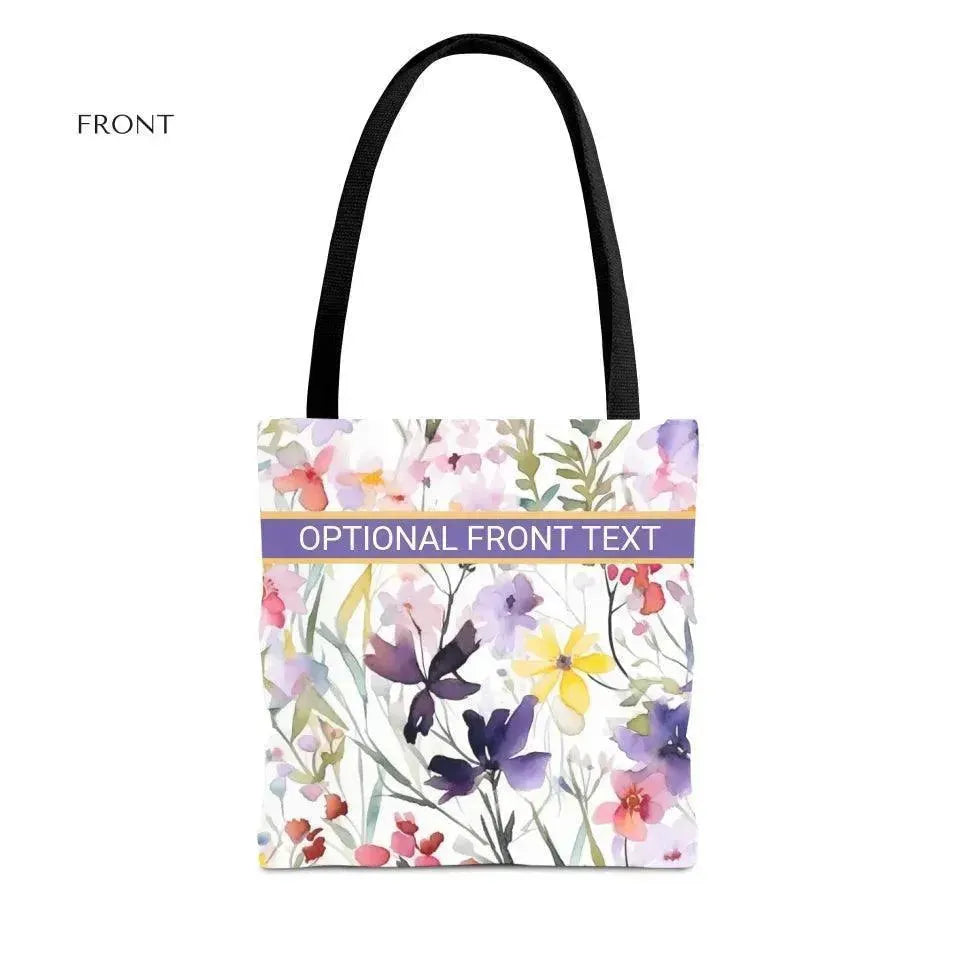 Custom Watercolor Loose Wildflowers Everyday Bags - ARTFULANE