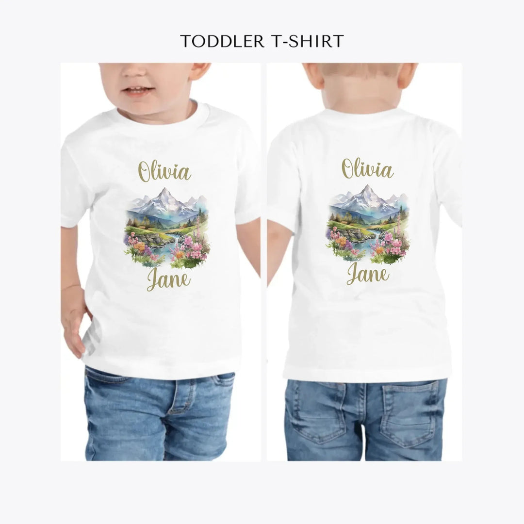 Watercolor-Nature-Spring-personalized-toddler-t-shirt-artfulane