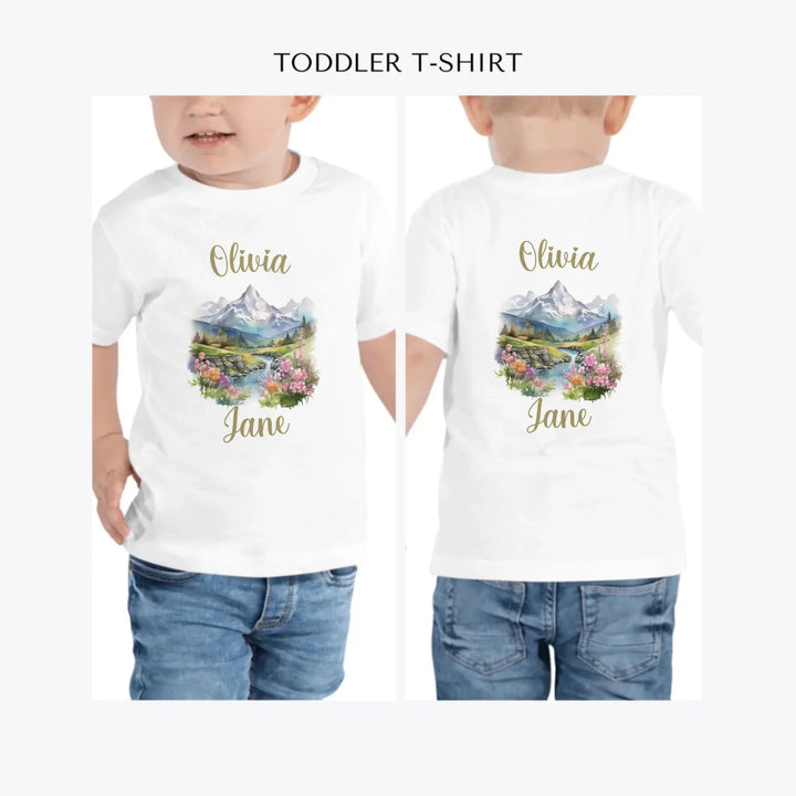 Watercolor-Nature-Spring-personalized-toddler-t-shirt-artfulane