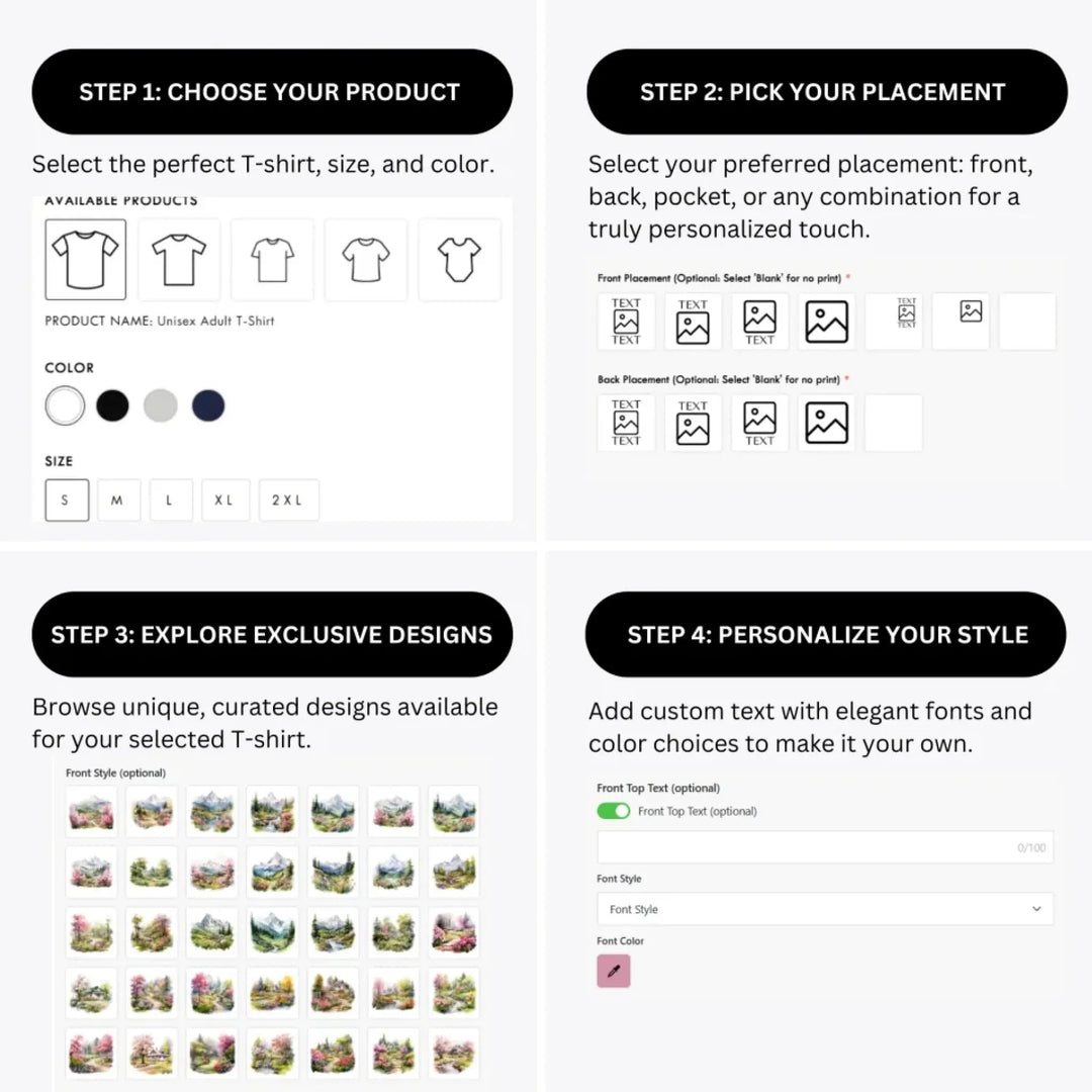 how-to-design-custom-Watercolor-Nature-Spring-t-shirt-personalization-options-artfulane