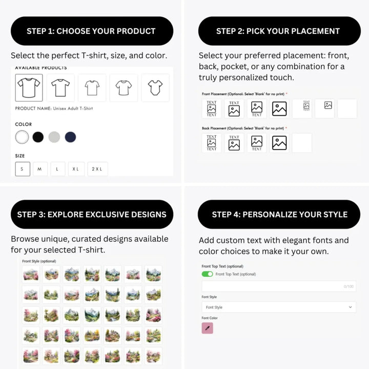 how-to-design-custom-Watercolor-Nature-Spring-t-shirt-personalization-options-artfulane