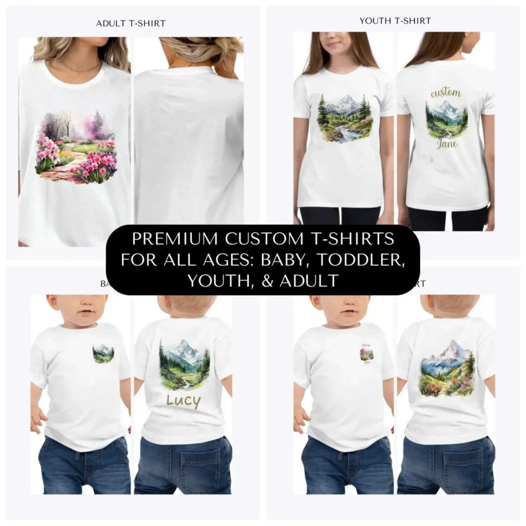 Watercolor-Nature-Spring-premium-custom-t-shirts-all-ages-artfulane