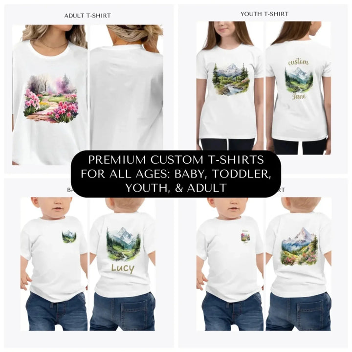 Watercolor-Nature-Spring-premium-custom-t-shirts-all-ages-artfulane