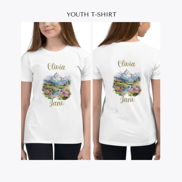 Watercolor-Nature-Spring-custom-youth-girl-t-shirt-artfulane
