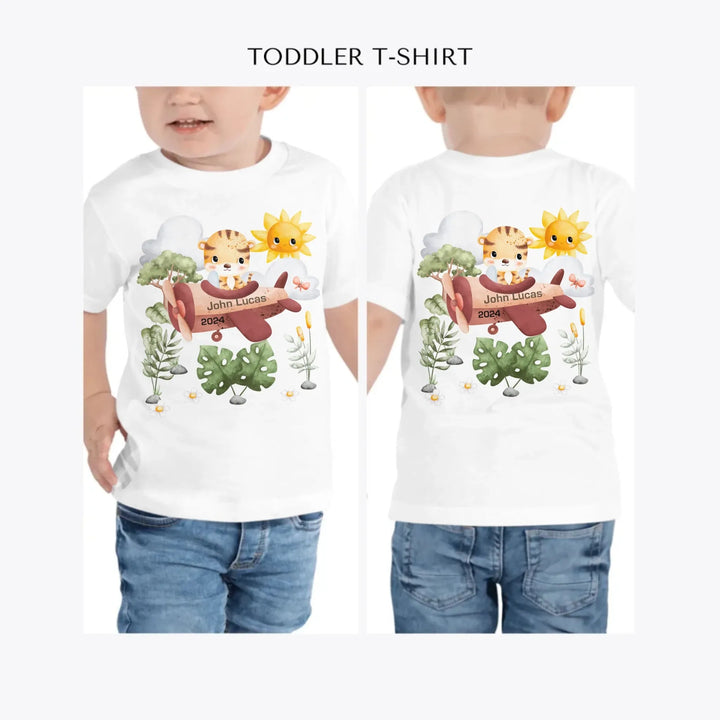 Watercolor-Safari-Animal-Pilot-personalized-toddler-t-shirt-artfulane