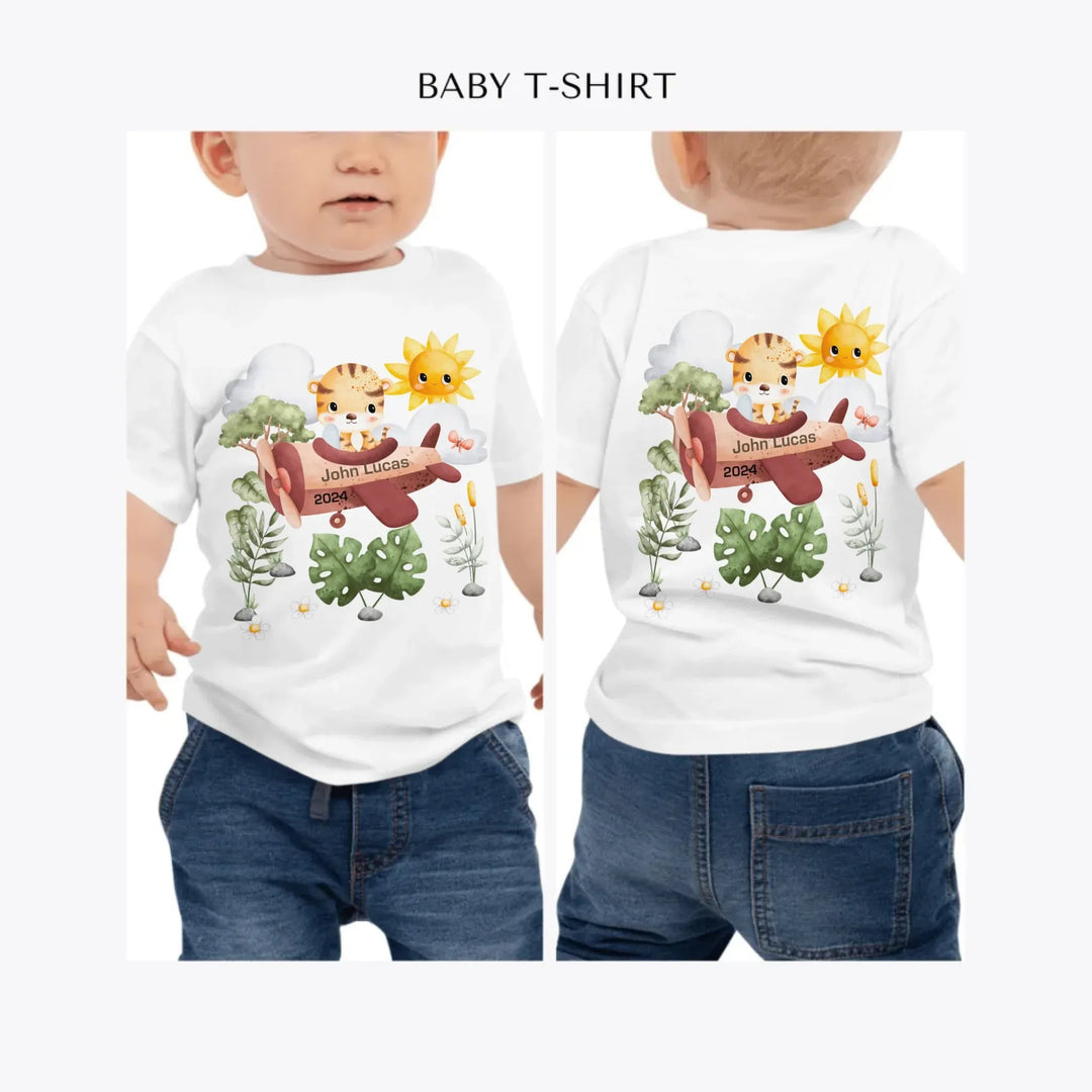 Watercolor-Safari-Animal-Pilot-personalized-baby-t-shirt-artfulane