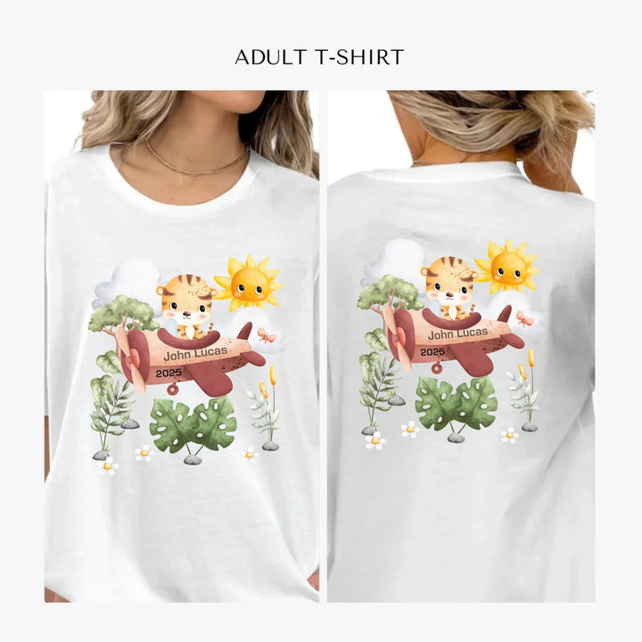 Watercolor-Safari-Animal-Pilot-personalized-women-unisex-adult-t-shirt-artfulane