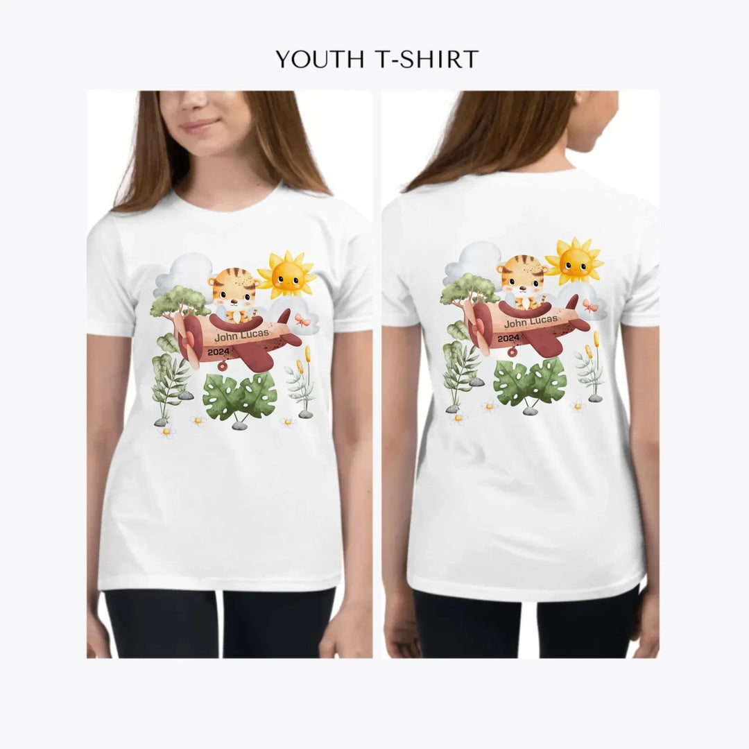 Watercolor-Safari-Animal-Pilot-custom-youth-girl-t-shirt-artfulane