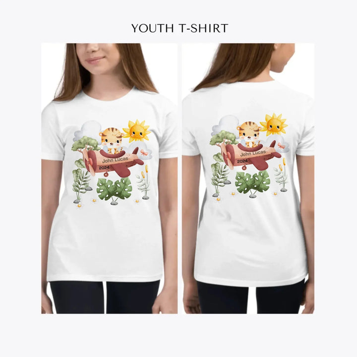 Watercolor-Safari-Animal-Pilot-custom-youth-girl-t-shirt-artfulane