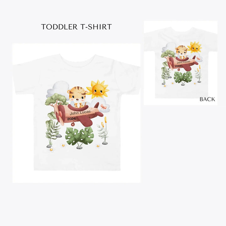 Watercolor-Safari-Animal-Pilot-toddler-custom-t-shirt-artfulane