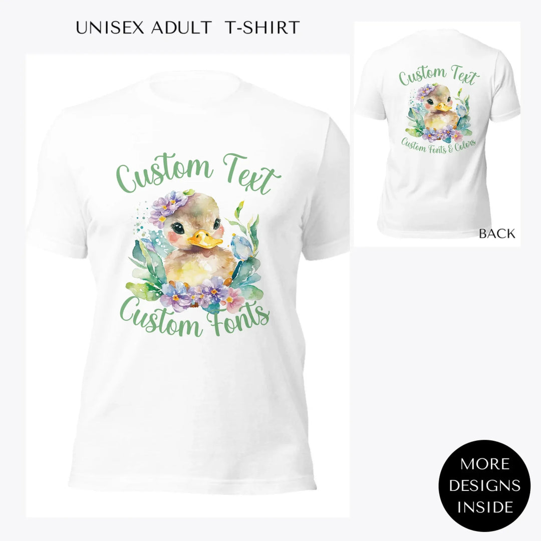 watercolor-spring-ducks-custom-women-unisex-adult-t-shirt-artfulane