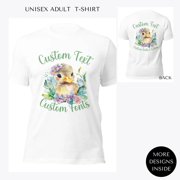 watercolor-spring-ducks-custom-women-unisex-adult-t-shirt-artfulane