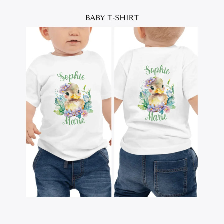 watercolor-spring-ducks-personalized-baby-t-shirt-artfulane