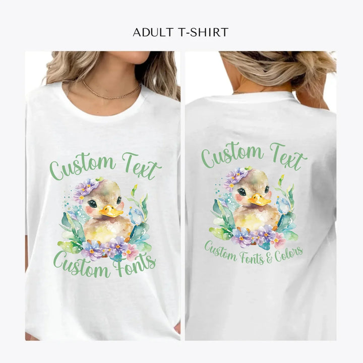 watercolor-spring-ducks-personalized-women-unisex-adult-t-shirt-artfulane