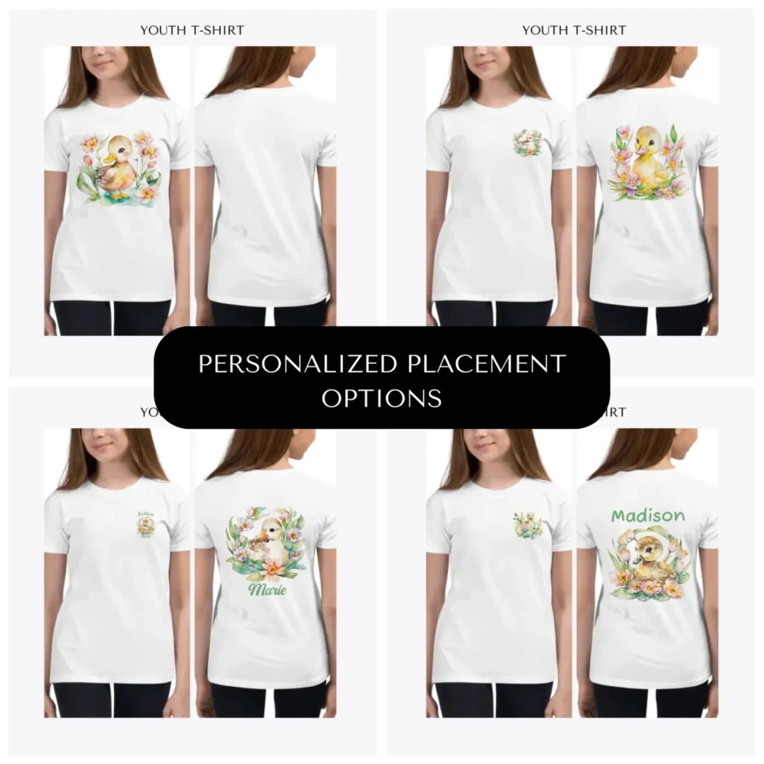 watercolor-spring-ducks-custom-youth-t-shirt-design-placement-front-back-pocket-artfulane